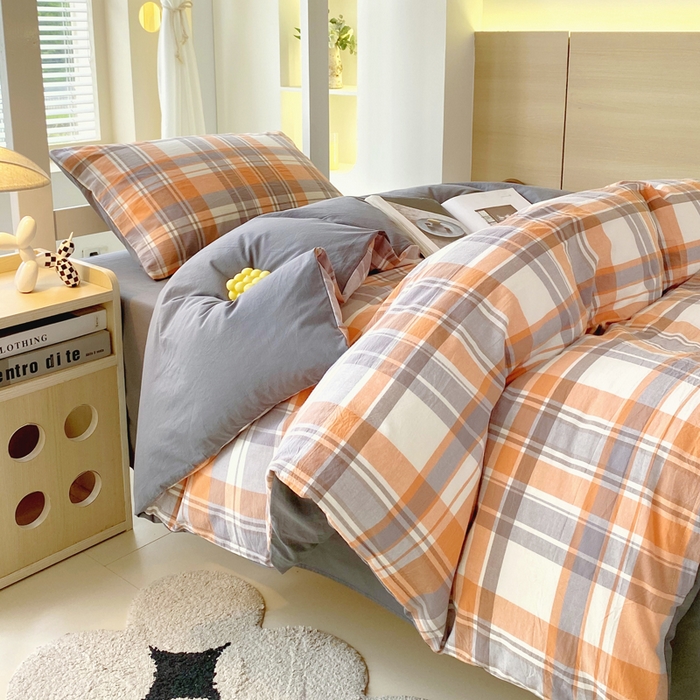 91家纺网 家纺一手货源 找家纺 春皖家纺 2025新款AB棉全棉亲肤水洗棉学生三件套四件套 素雅-莱恩