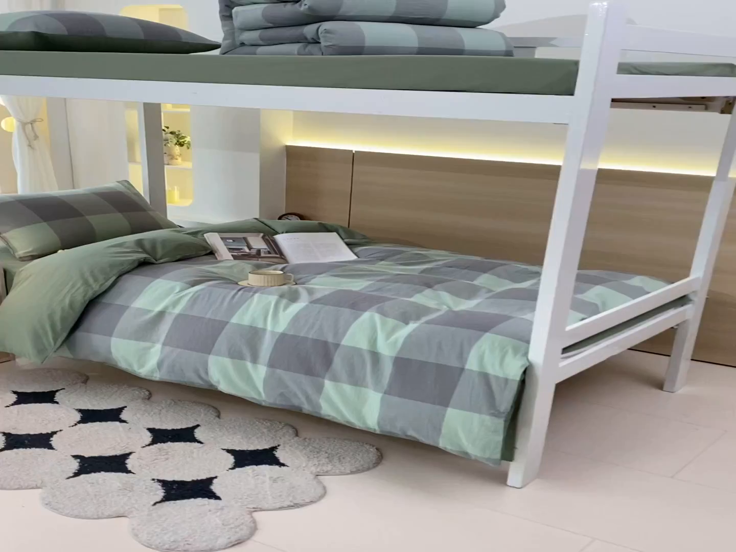 91家纺网 家纺一手货源 找家纺 春皖家纺 2025新款AB棉全棉亲肤水洗棉学生三件套四件套 素雅-清格