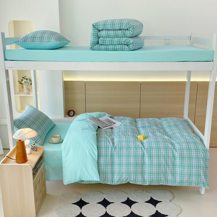 91家纺网 家纺一手货源 找家纺 春皖家纺 2025新款AB棉全棉亲肤水洗棉学生三件套四件套 素雅-情调