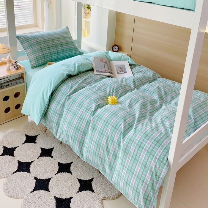 91家纺网 家纺一手货源 找家纺 春皖家纺 2025新款AB棉全棉亲肤水洗棉学生三件套四件套 素雅-情调