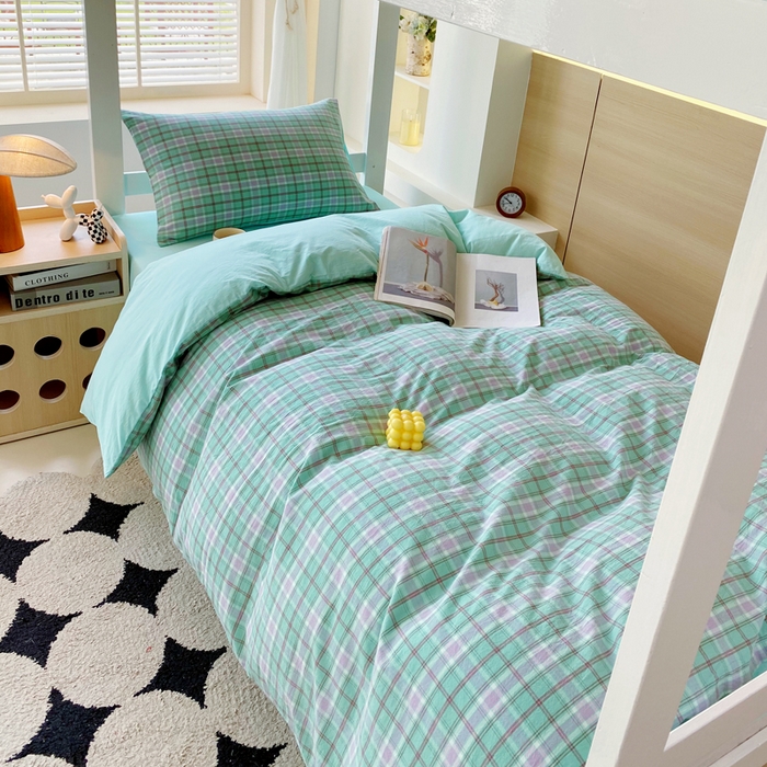 91家纺网 家纺一手货源 找家纺 春皖家纺 2025新款AB棉全棉亲肤水洗棉学生三件套四件套 素雅-情调