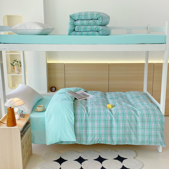 91家纺网 家纺一手货源 找家纺 春皖家纺 2025新款AB棉全棉亲肤水洗棉学生三件套四件套 素雅-情调