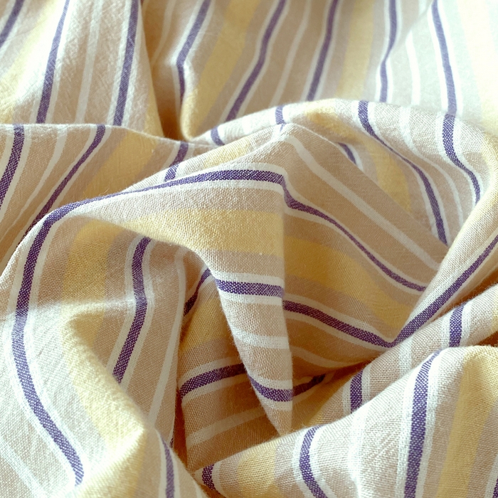 91家纺网 家纺一手货源 找家纺 春皖家纺 2025新款AB棉全棉亲肤水洗棉学生三件套四件套 素雅-杏黄纹