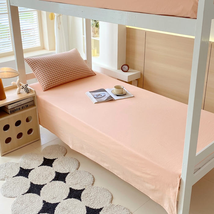 91家纺网 家纺一手货源 找家纺 春皖家纺 2025新款AB棉全棉亲肤水洗棉学生三件套四件套 素雅-玉格