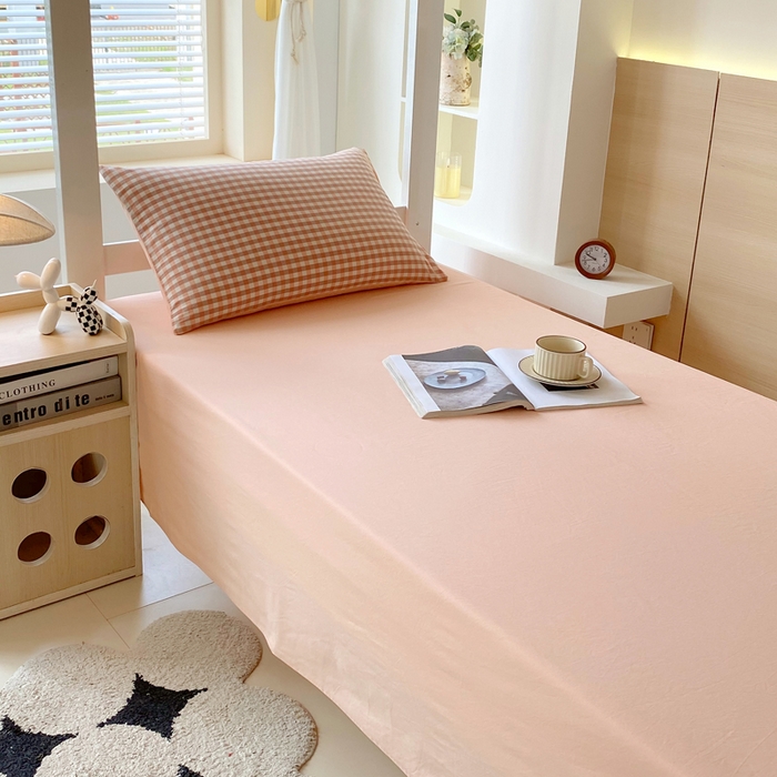 91家纺网 家纺一手货源 找家纺 春皖家纺 2025新款AB棉全棉亲肤水洗棉学生三件套四件套 素雅-玉格