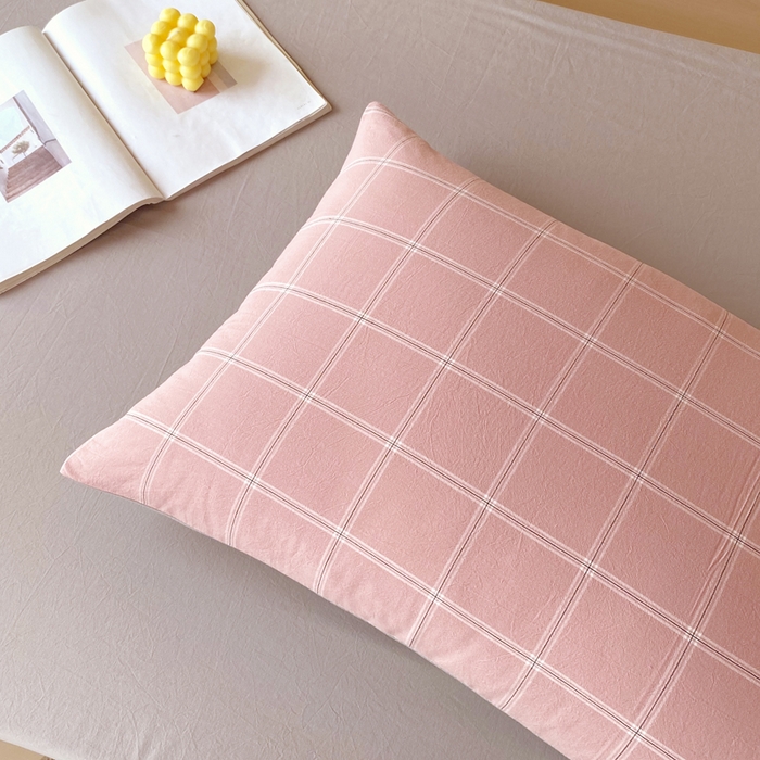 91家纺网 家纺一手货源 找家纺 春皖家纺 2025新款AB棉全棉亲肤水洗棉学生三件套四件套 素雅-韵粉