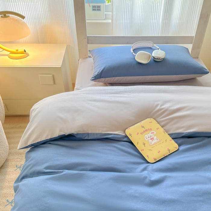 91家纺网 家纺一手货源 找家纺 （总）简冠家纺 2025新款13372全棉纯色学生三件套