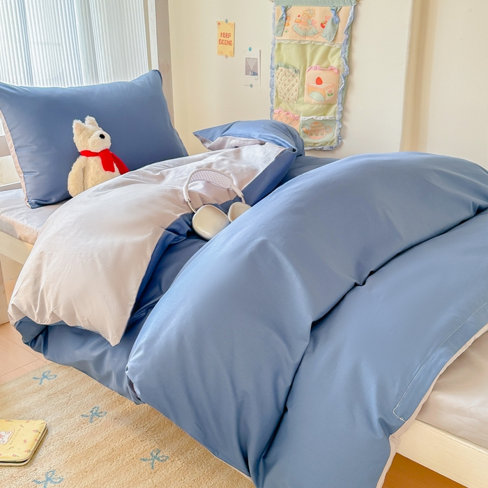 91家纺网 家纺一手货源 找家纺 （总）简冠家纺 2025新款13372全棉纯色学生三件套