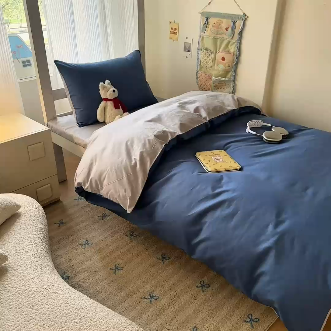 91家纺网 家纺一手货源 找家纺 （总）简冠家纺 2025新款13372全棉纯色学生三件套