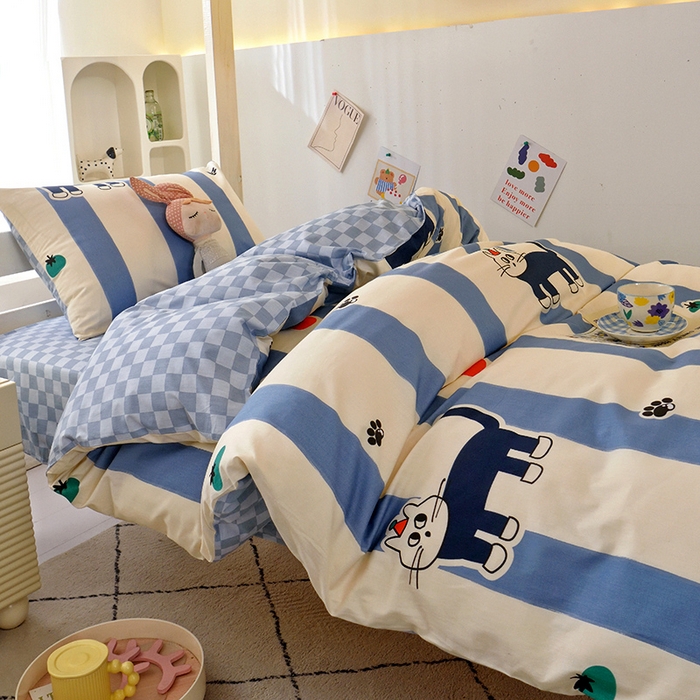 91家纺网 家纺一手货源 找家纺 （总）水妙家纺 2025年新款A类全棉纯棉学生宿舍上下铺床笠六件套五件套