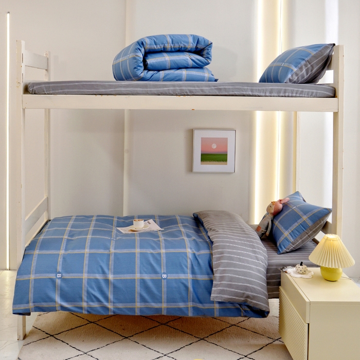 91家纺网 家纺一手货源 找家纺 （总）水妙家纺 2025年新款A类全棉纯棉学生宿舍上下铺床笠六件套五件套