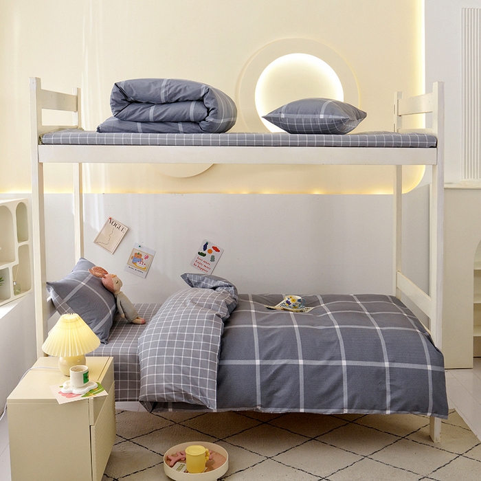 91家纺网 家纺一手货源 找家纺 （总）水妙家纺 2025年新款A类全棉纯棉学生宿舍上下铺床笠六件套五件套