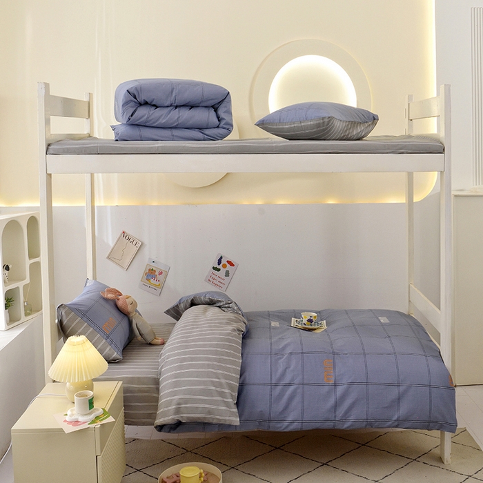 91家纺网 家纺一手货源 找家纺 （总）水妙家纺 2025年新款A类全棉纯棉学生宿舍上下铺床笠六件套五件套