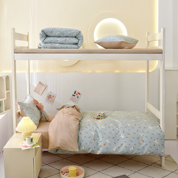 91家纺网 家纺一手货源 找家纺 （总）水妙家纺 2025年新款A类全棉纯棉学生宿舍上下铺床笠六件套五件套