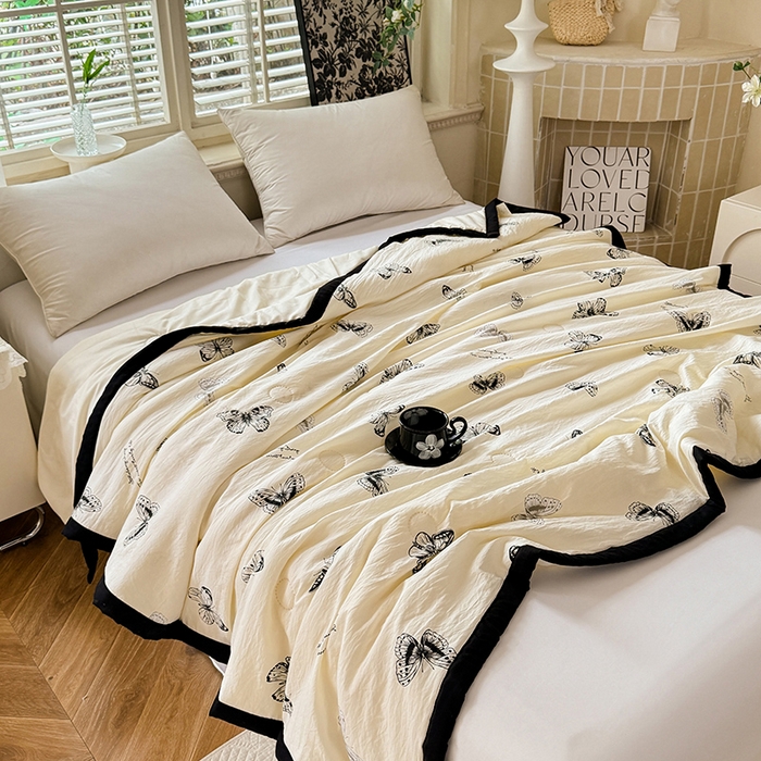 91家纺网 家纺一手货源 找家纺 玖琳家纺 2025新款轻奢赫本夏被夏凉被 赫本-蝶