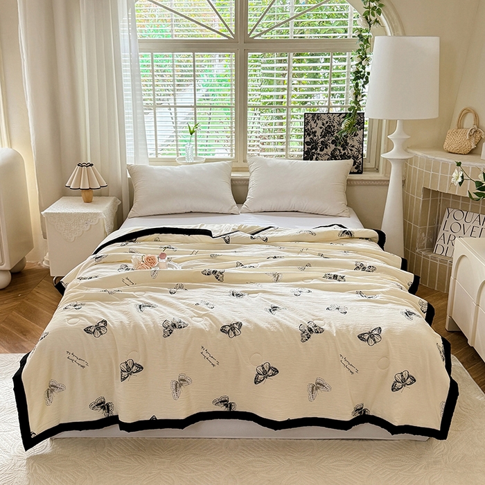 91家纺网 家纺一手货源 找家纺 玖琳家纺 2025新款轻奢赫本夏被夏凉被 赫本-蝶