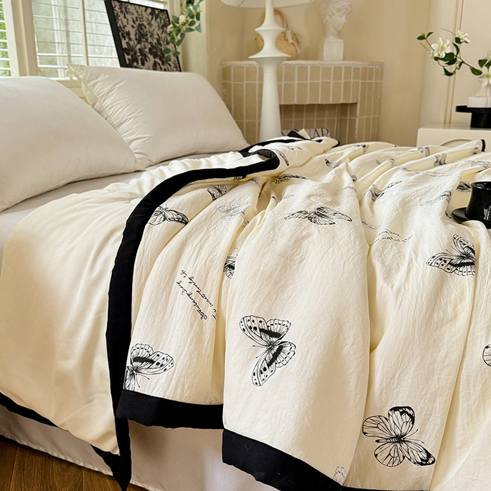 91家纺网 家纺一手货源 找家纺 玖琳家纺 2025新款轻奢赫本夏被夏凉被 赫本-蝶