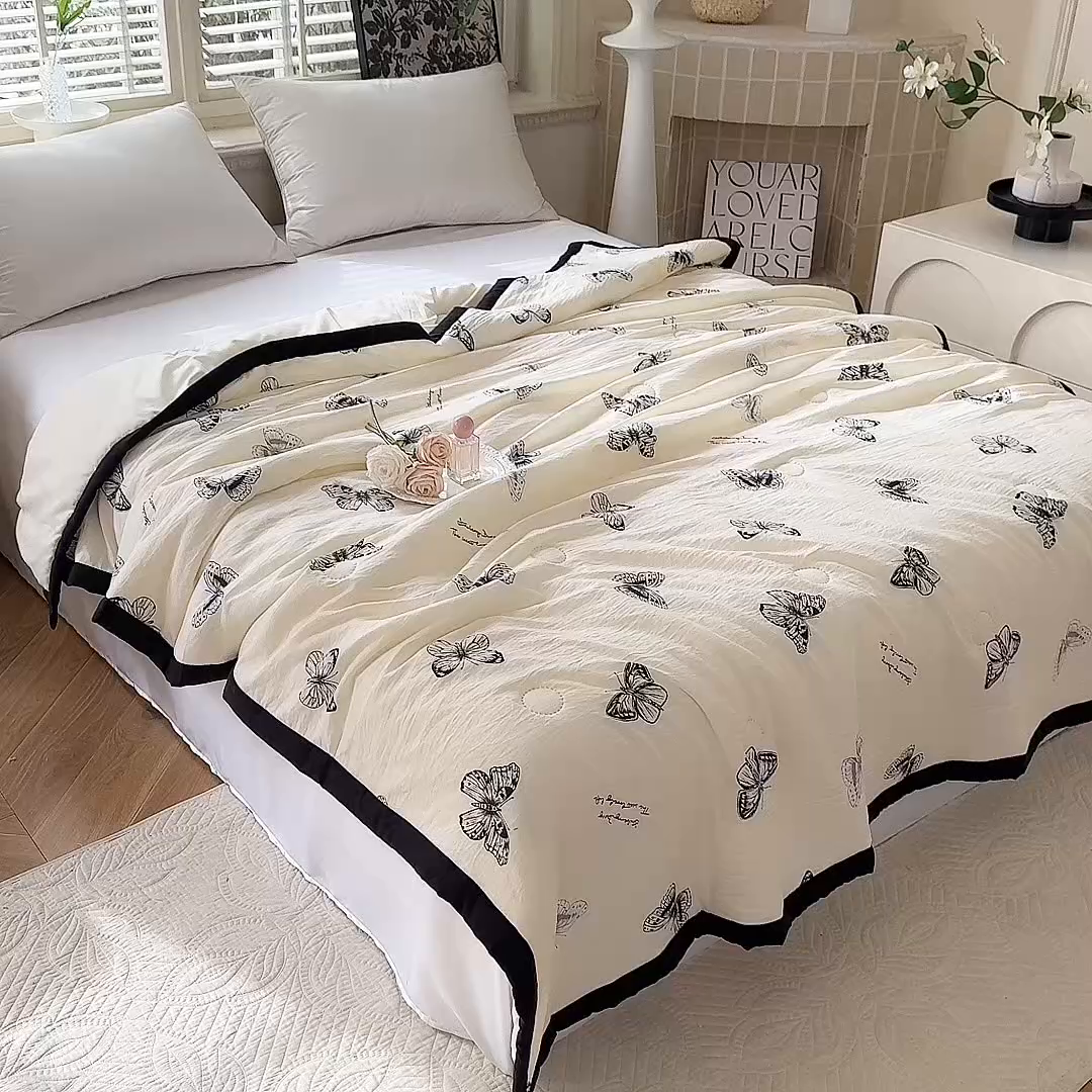 91家纺网 家纺一手货源 找家纺 玖琳家纺 2025新款轻奢赫本夏被夏凉被 赫本-蝶