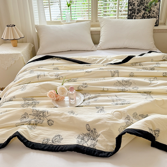 91家纺网 家纺一手货源 找家纺 玖琳家纺 2025新款轻奢赫本夏被夏凉被 赫本-郁金香