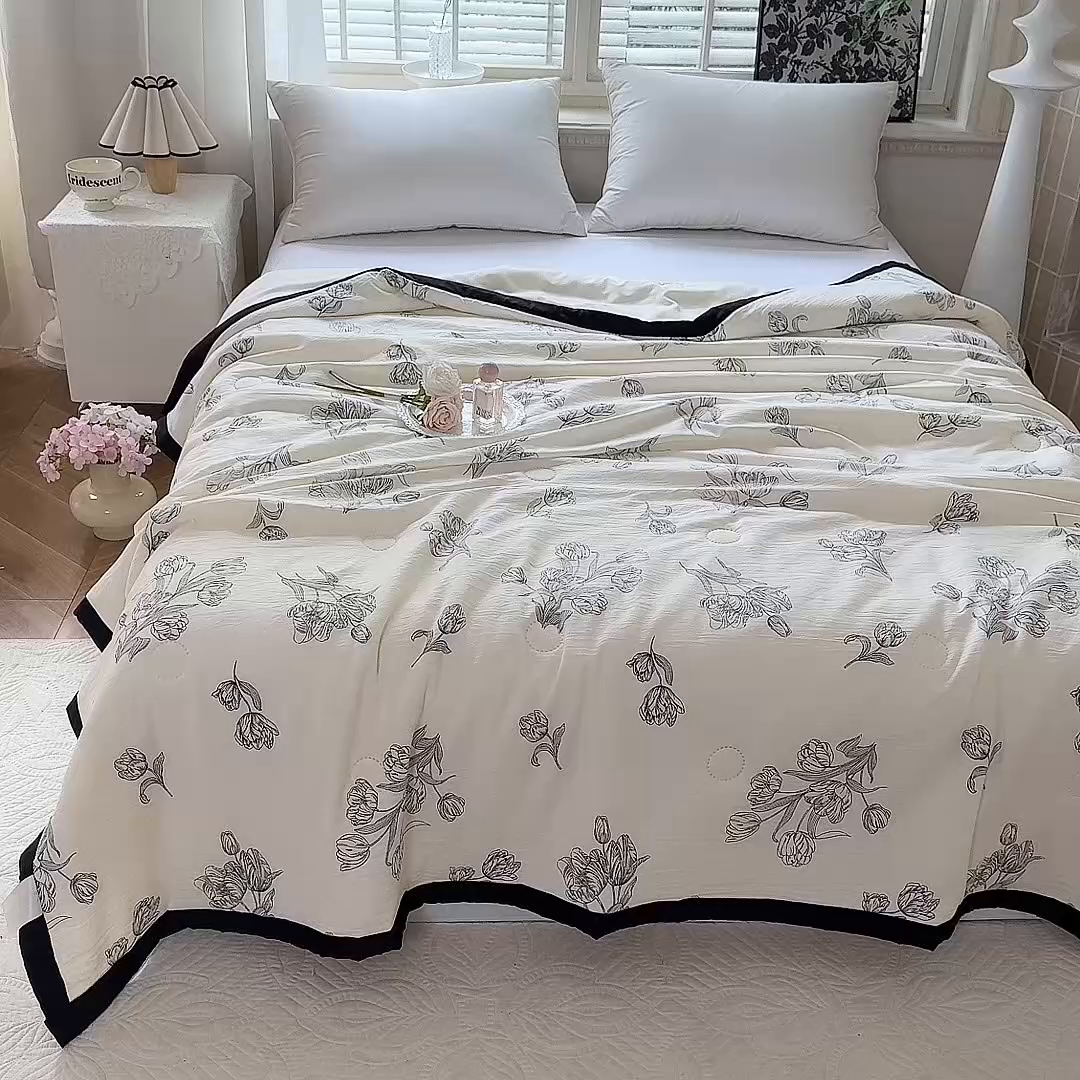 91家纺网 家纺一手货源 找家纺 玖琳家纺 2025新款轻奢赫本夏被夏凉被 赫本-郁金香