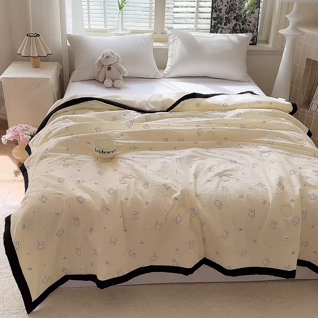 91家纺网 家纺一手货源 找家纺 玖琳家纺 2025新款轻奢赫本夏被夏凉被 赫本-兔