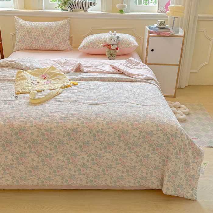 91家纺网 家纺一手货源 找家纺 （总）玉海棠家纺 2025新款云感双层纱暗合夏被夏凉被空调被四件套