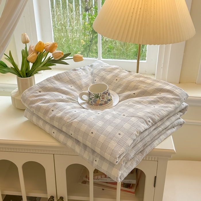 91家纺网 家纺一手货源 找家纺 （总）玉海棠家纺 2025新款云感双层纱暗合夏被夏凉被空调被四件套