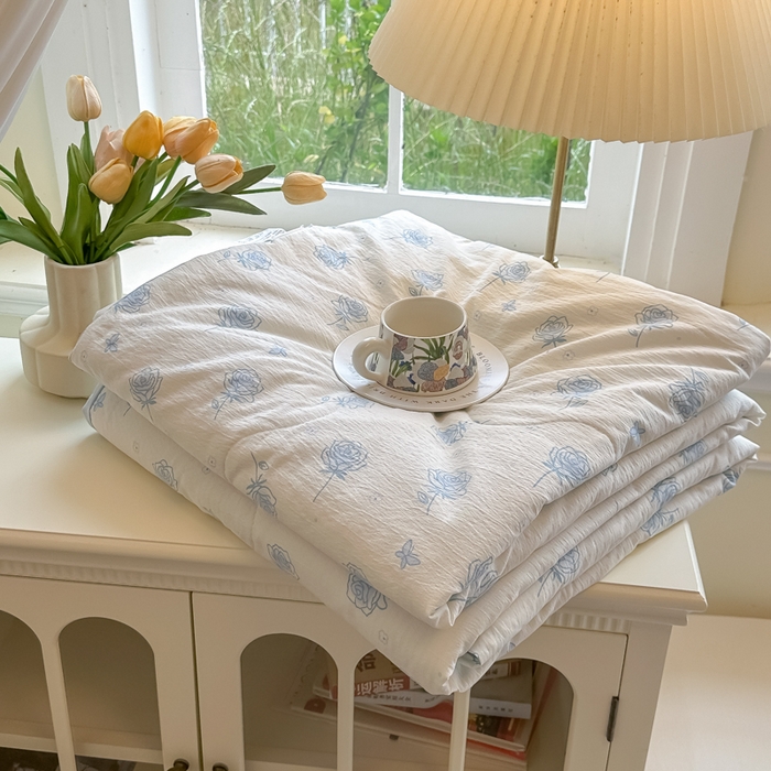 91家纺网 家纺一手货源 找家纺 （总）玉海棠家纺 2025新款云感双层纱暗合夏被夏凉被空调被四件套