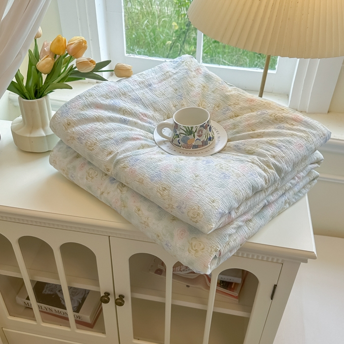 91家纺网 家纺一手货源 找家纺 （总）玉海棠家纺 2025新款云感双层纱暗合夏被夏凉被空调被四件套