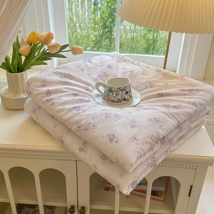 91家纺网 家纺一手货源 找家纺 （总）玉海棠家纺 2025新款云感双层纱暗合夏被夏凉被空调被四件套