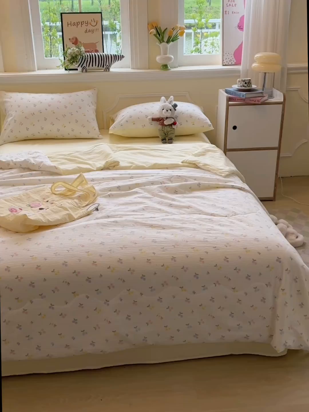 91家纺网 家纺一手货源 找家纺 玉海棠家纺 2025新款云感双层纱暗合夏被夏凉被空调被四件套 缤纷樱桃