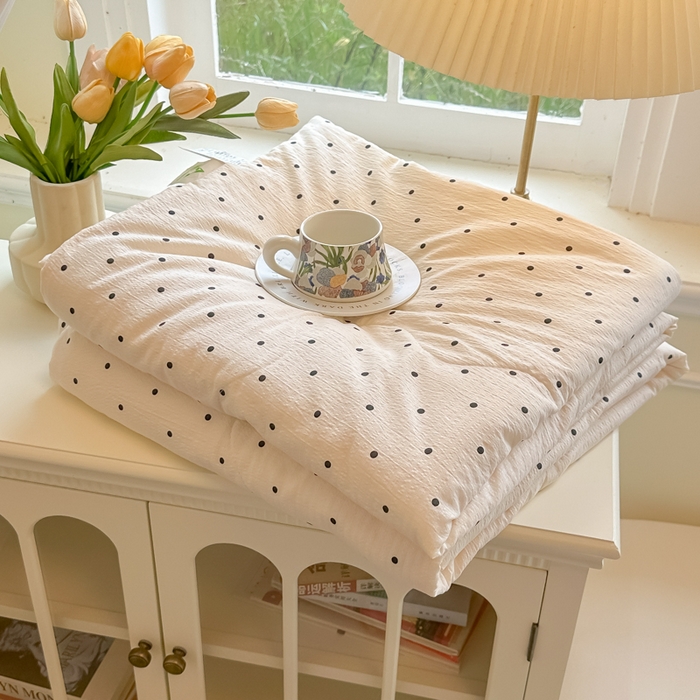 玉海棠家纺 2025新款云感双层纱暗合夏被夏凉被空调被四件套 波点