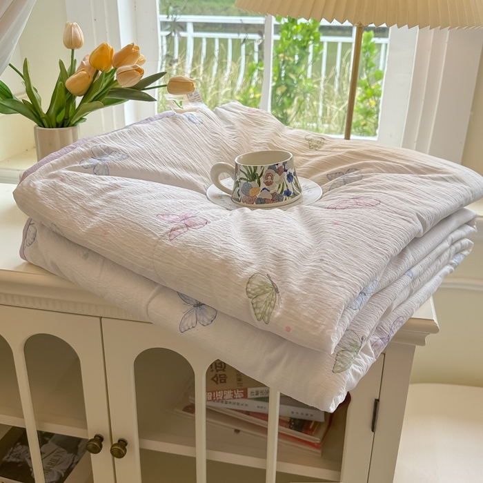 玉海棠家纺 2025新款云感双层纱暗合夏被夏凉被空调被四件套 蝴蝶梦