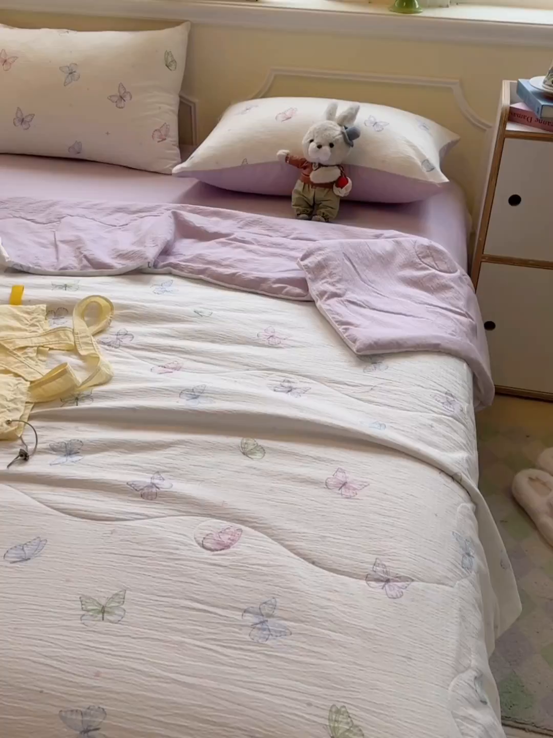 91家纺网 家纺一手货源 找家纺 玉海棠家纺 2025新款云感双层纱暗合夏被夏凉被空调被四件套 蝴蝶梦