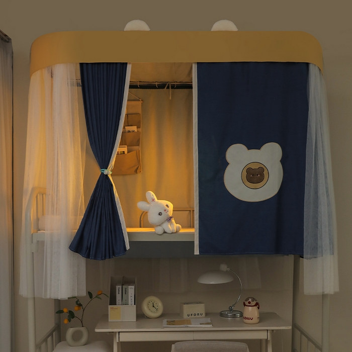 91家纺网 家纺一手货源 找家纺 （总）都市缘蚊帐 2025新款学生宿舍导轨遮光床帘上下铺贴布卡通蚊帐0.8m 0.9m床