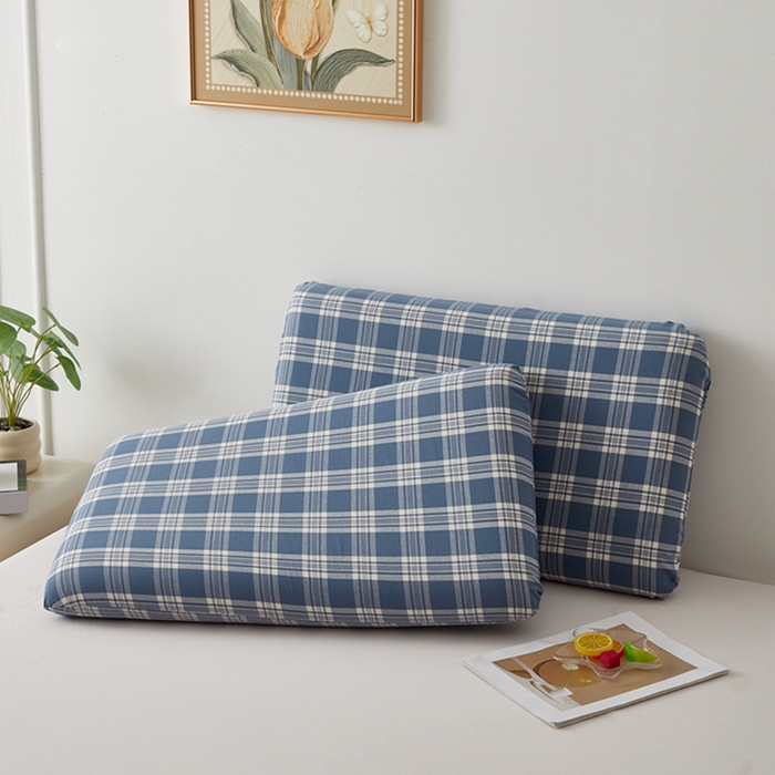 91家纺网 家纺一手货源 找家纺 翎盈家纺 2025款纯棉全棉水洗棉深睡枕专用枕套面包记忆枕枕头套枕套单品 卡洛-蓝