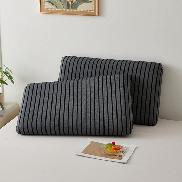 91家纺网 家纺一手货源 找家纺 翎盈家纺 2025款纯棉全棉水洗棉深睡枕专用枕套面包记忆枕枕头套枕套单品 条纹黑