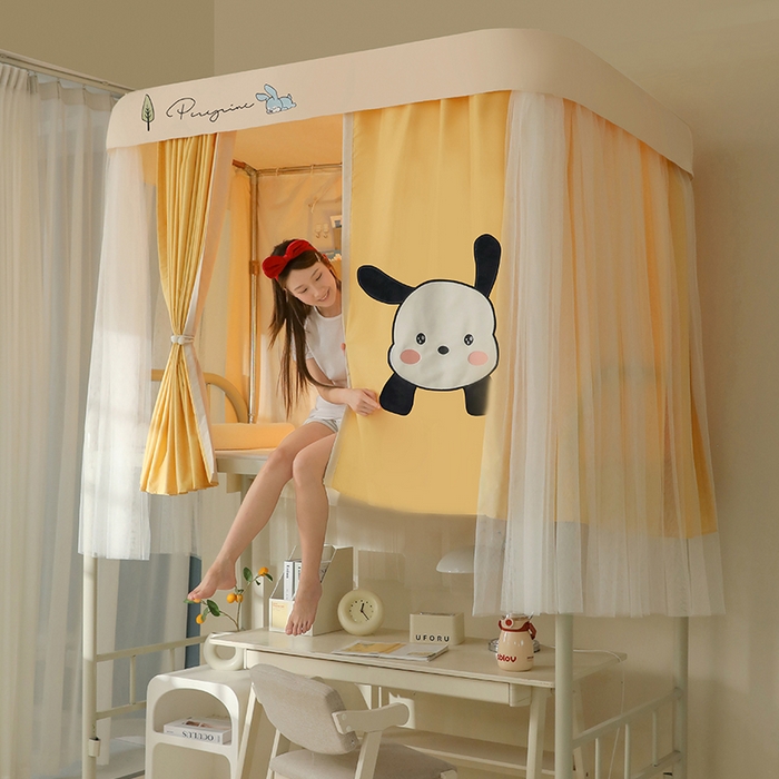 91家纺网 家纺一手货源 找家纺 （总）都市缘蚊帐 2025新款学生宿舍导轨遮光床帘上下铺贴布卡通蚊帐0.8m 0.9m床