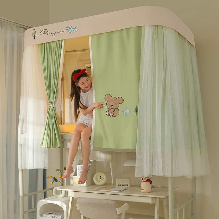 91家纺网 家纺一手货源 找家纺 （总）都市缘蚊帐 2025新款学生宿舍导轨遮光床帘上下铺贴布卡通蚊帐0.8m 0.9m床