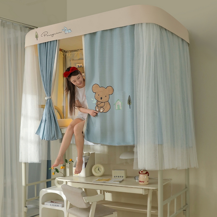 91家纺网 家纺一手货源 找家纺 （总）都市缘蚊帐 2025新款学生宿舍导轨遮光床帘上下铺贴布卡通蚊帐0.8m 0.9m床