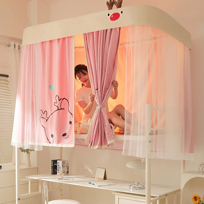 91家纺网 家纺一手货源 找家纺 （总）都市缘蚊帐 2025新款学生宿舍导轨遮光床帘上下铺贴布卡通蚊帐0.8m 0.9m床