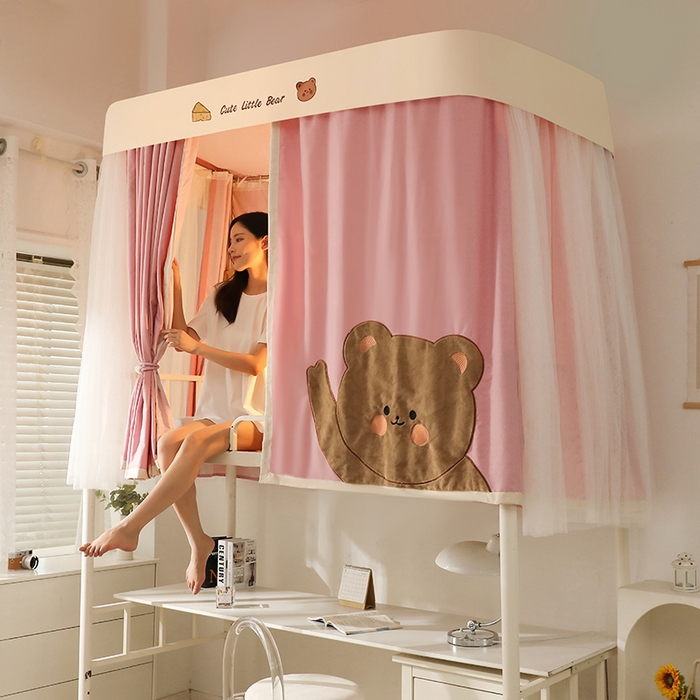 91家纺网 家纺一手货源 找家纺 （总）都市缘蚊帐 2025新款学生宿舍导轨遮光床帘上下铺贴布卡通蚊帐0.8m 0.9m床