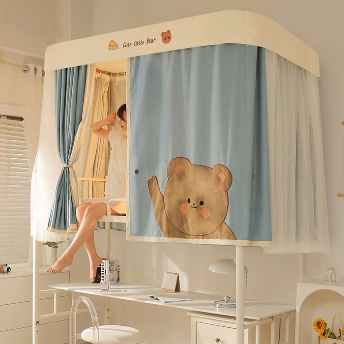 91家纺网 家纺一手货源 找家纺 （总）都市缘蚊帐 2025新款学生宿舍导轨遮光床帘上下铺贴布卡通蚊帐0.8m 0.9m床