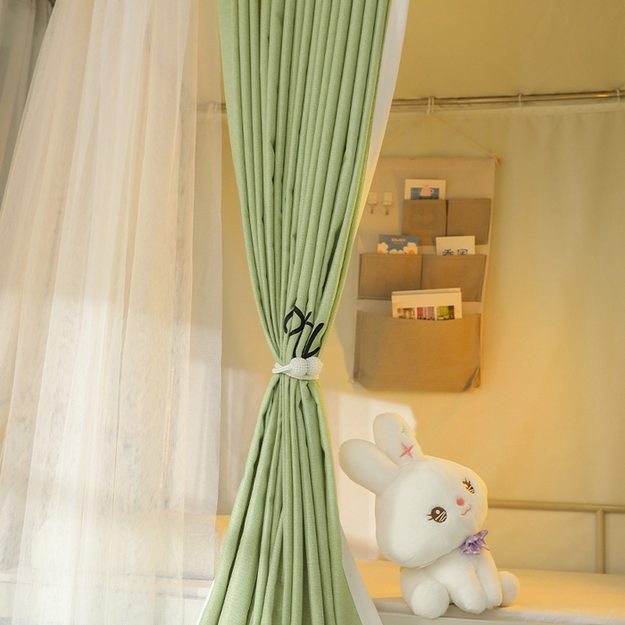 91家纺网 家纺一手货源 找家纺 都市缘蚊帐 2025新款学生宿舍导轨遮光床帘上下铺贴布卡通蚊帐0.8m 0.9m床 baby熊-豆绿
