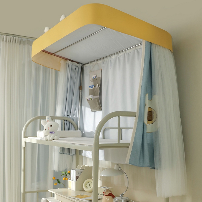 91家纺网 家纺一手货源 找家纺 都市缘蚊帐 2025新款学生宿舍导轨遮光床帘上下铺贴布卡通蚊帐0.8m 0.9m床 baby熊-墨绿