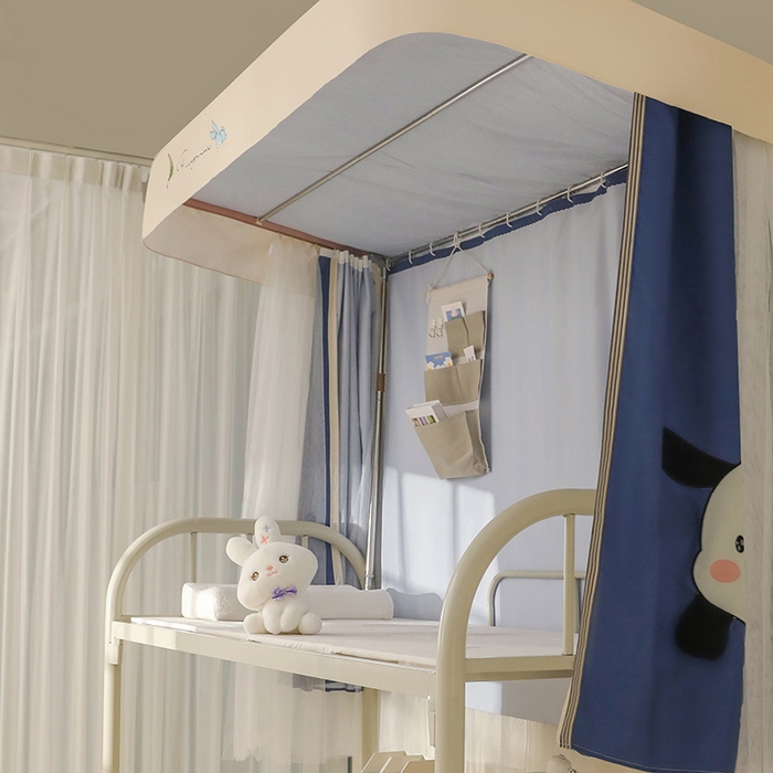 91家纺网 家纺一手货源 找家纺 都市缘蚊帐 2025新款学生宿舍导轨遮光床帘上下铺贴布卡通蚊帐0.8m 0.9m床 呆萌狗-藏青