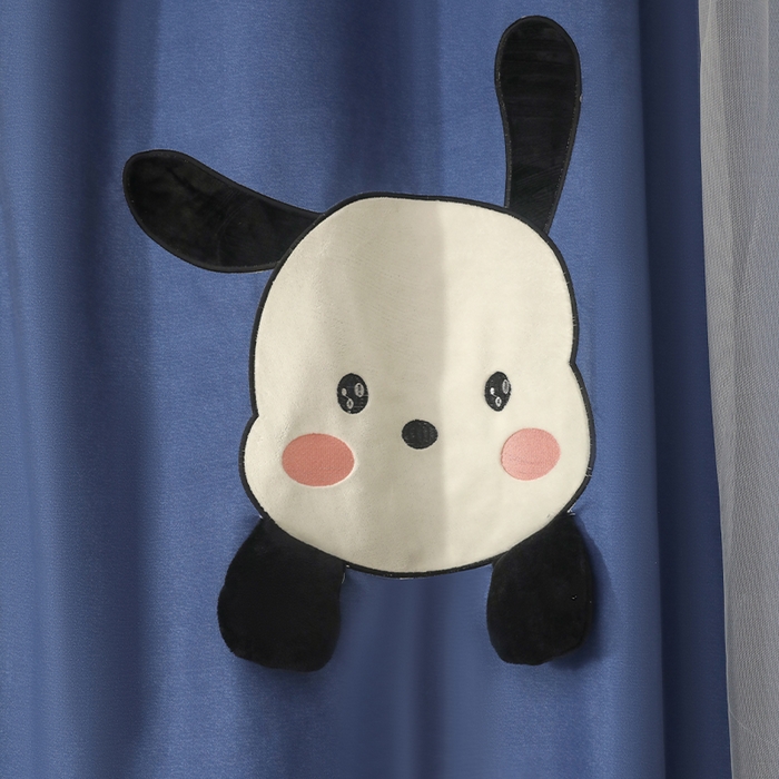 91家纺网 家纺一手货源 找家纺 都市缘蚊帐 2025新款学生宿舍导轨遮光床帘上下铺贴布卡通蚊帐0.8m 0.9m床 呆萌狗-藏青