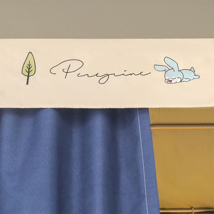 91家纺网 家纺一手货源 找家纺 都市缘蚊帐 2025新款学生宿舍导轨遮光床帘上下铺贴布卡通蚊帐0.8m 0.9m床 呆萌狗-藏青