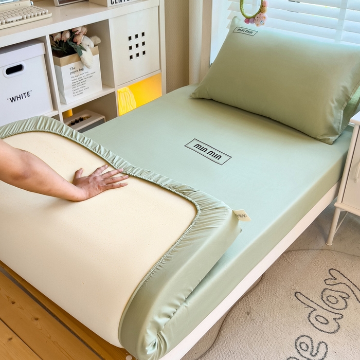 91家纺网 家纺一手货源 找家纺 （总）席世家 2025新款40支全棉纯棉绣花学生床笠-miumiu