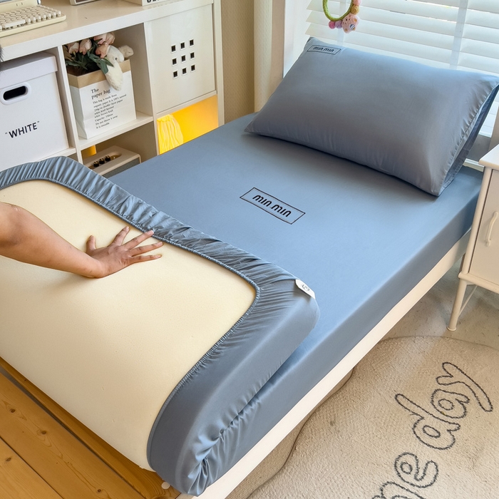 91家纺网 家纺一手货源 找家纺 （总）席世家 2025新款40支全棉纯棉绣花学生床笠-miumiu